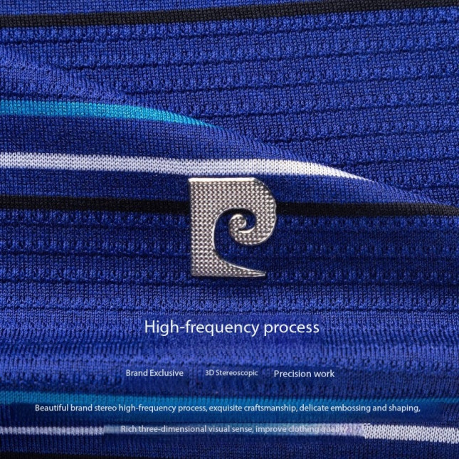 Pierre Cardin Men's Blue Striped Polo Shirt – Silk-Infused Cotton Blend P741TSA005ZQ5S